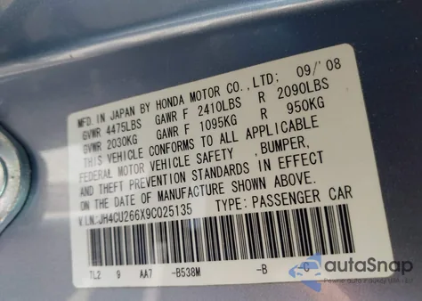 2009 Acura Tsx z USA, uszkodzony, nr VIN JH4CU266X9C025135